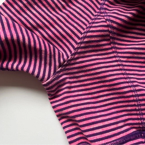Ivivva Run Your Heart Out Pullover 1/2 Zip Pink Purple Surge MVP Stripe Sz 12 - Picture 7 of 12